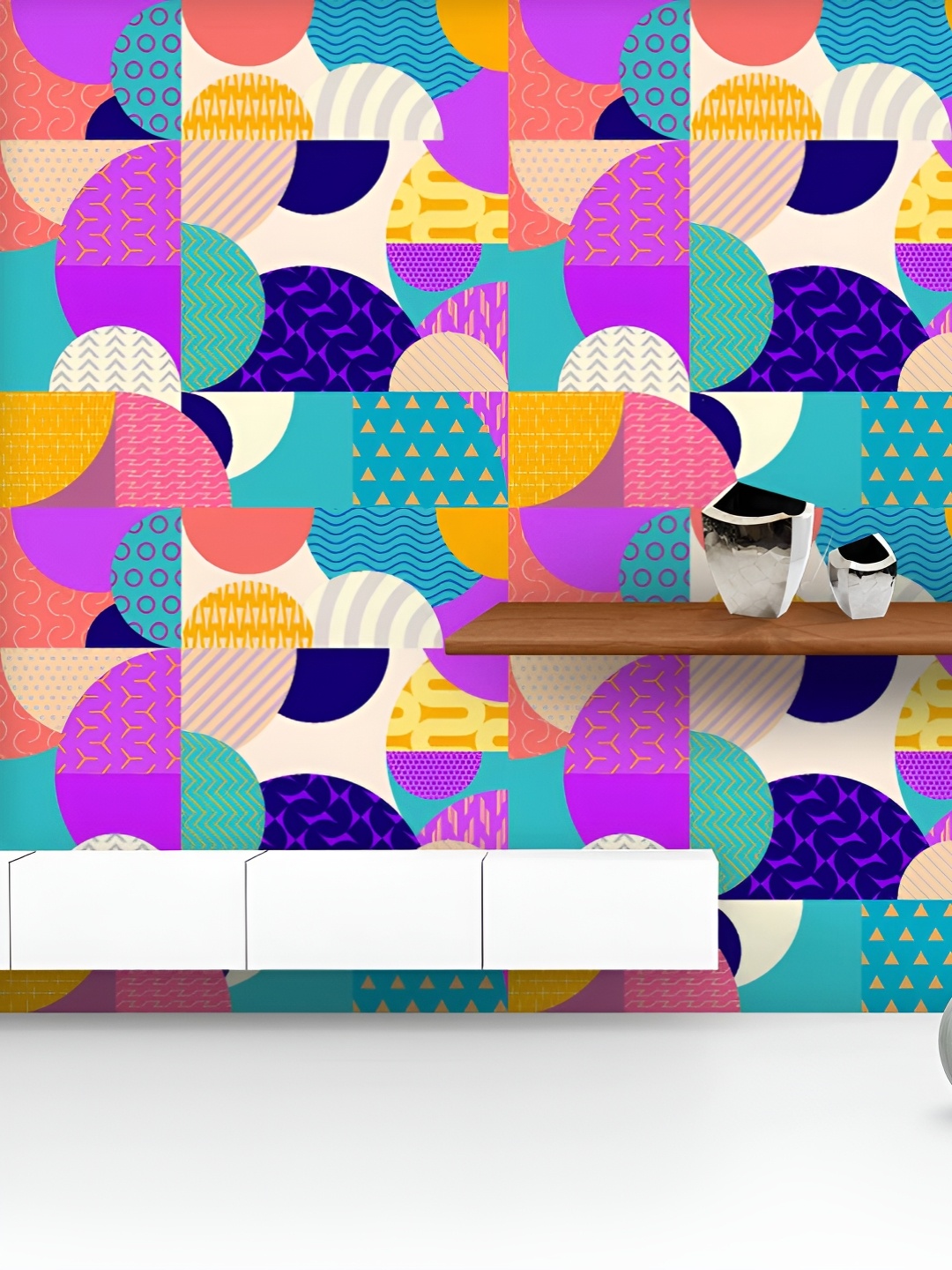 

ArtzFolio Printed UV-Resistant Anti-Bacterial Watercolour Geometric Pattern Peel & Stick Wallpaper, Multi