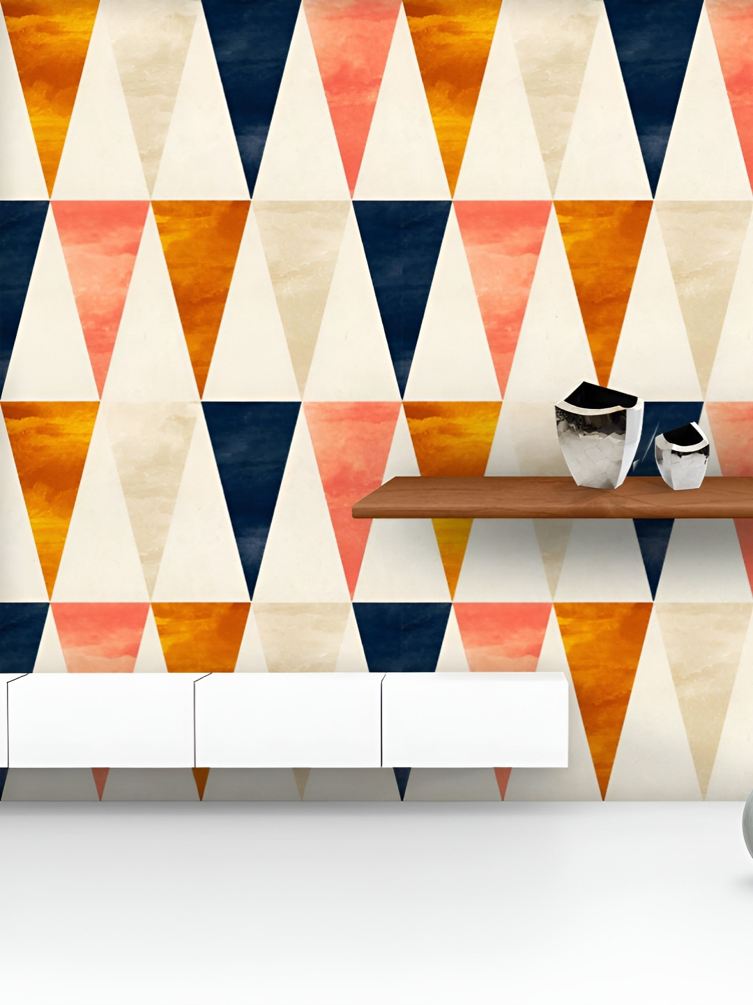 

ArtzFolio Printed UV-Resistant Anti-Bacterial Colorful Triangles Peel & Stick Wallpaper, Multi