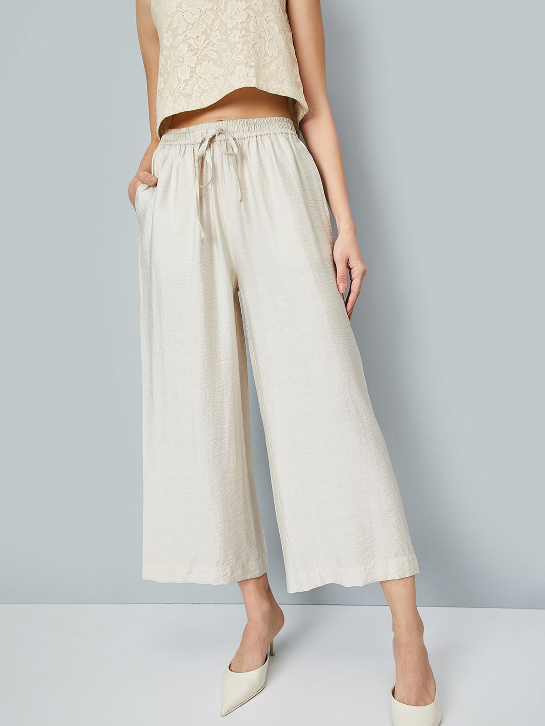 

max Women Straight Fit Palazzos, Off white