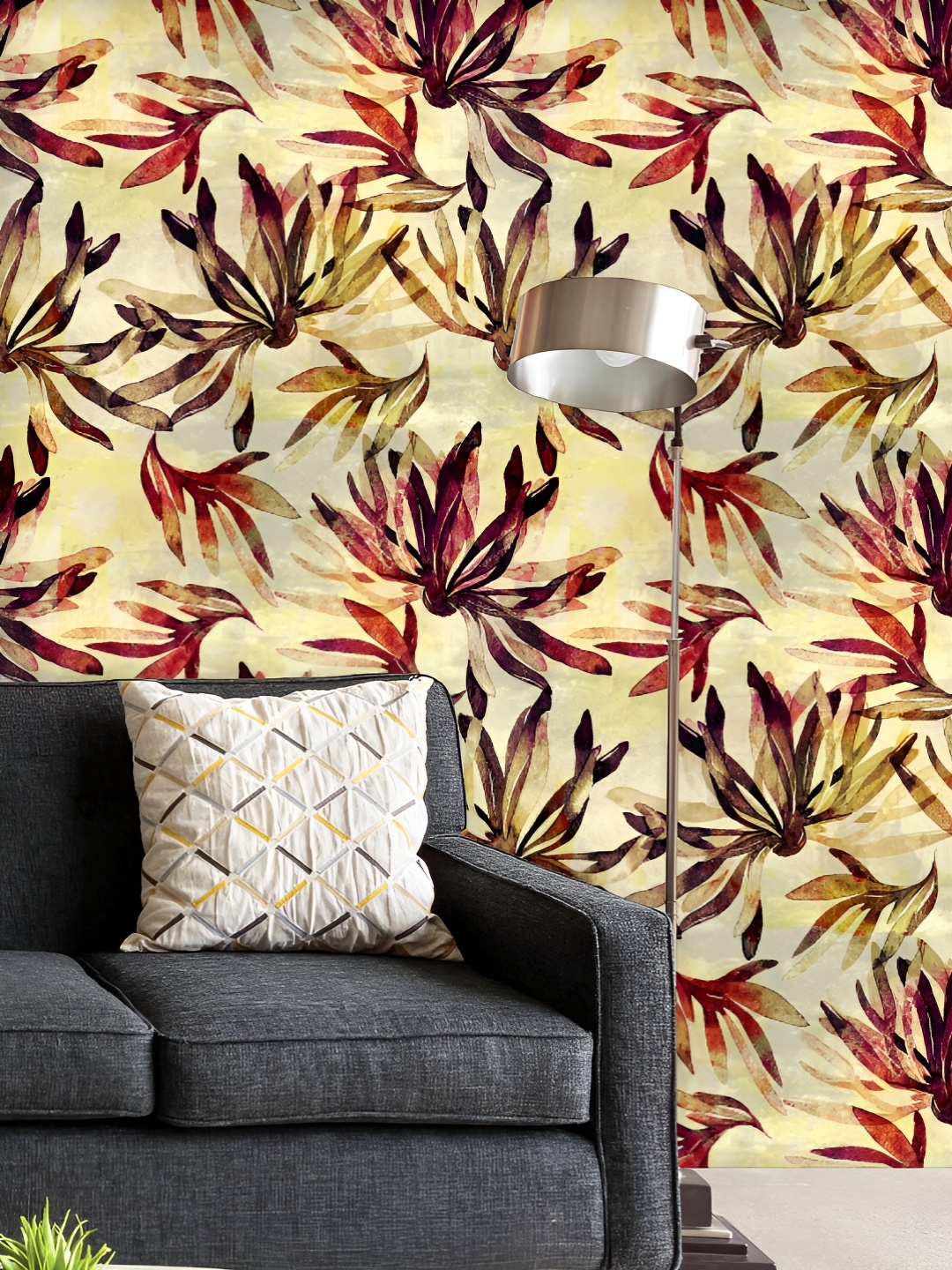 

ArtzFolio Printed UV-Resistant Anti-Bacterial Abstract Flowers & Leaves Peel & Stick Wallpaper, Multi