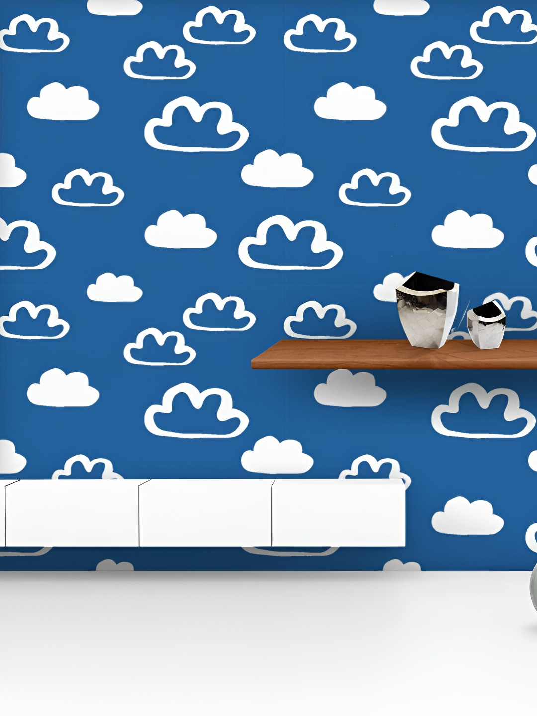 

ArtzFolio Blue & White Clouds Printed UV Resistant Wallpaper