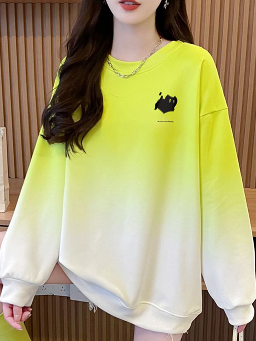 

JC Mode Women Round Neck Sweatshirt, Lime green