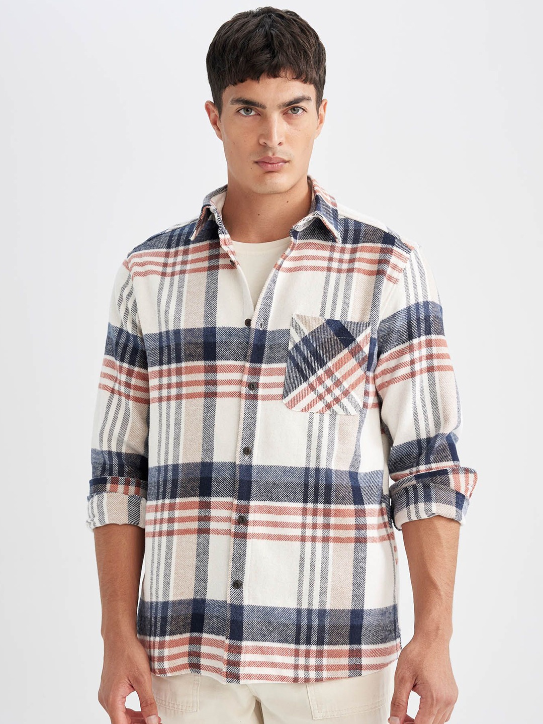 

DeFacto Men Tartan Checks Opaque Checked Casual Shirt, Na