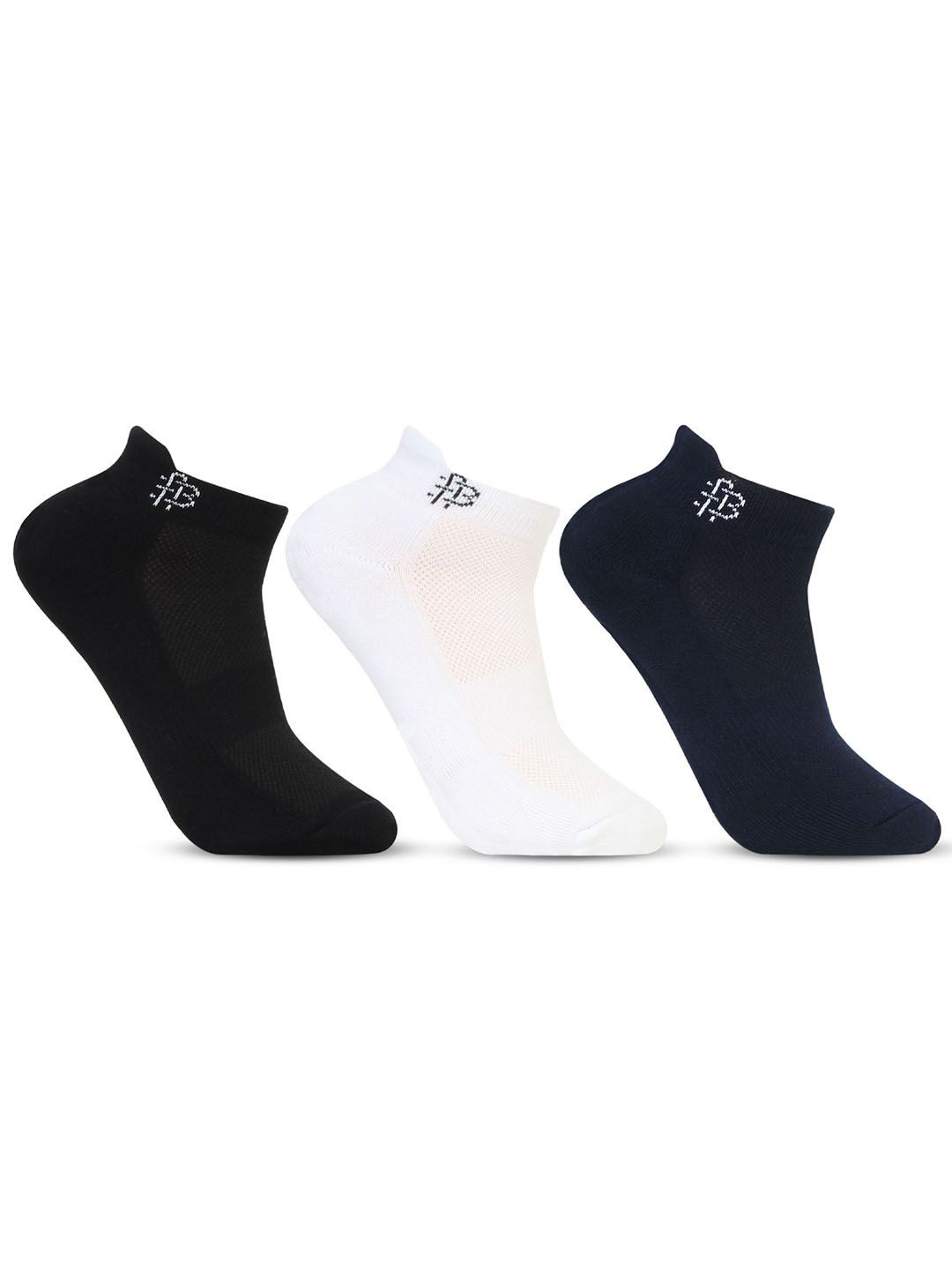 

Bonjour Men Pack Of 3 Patterned Ankle-Length Socks, Black