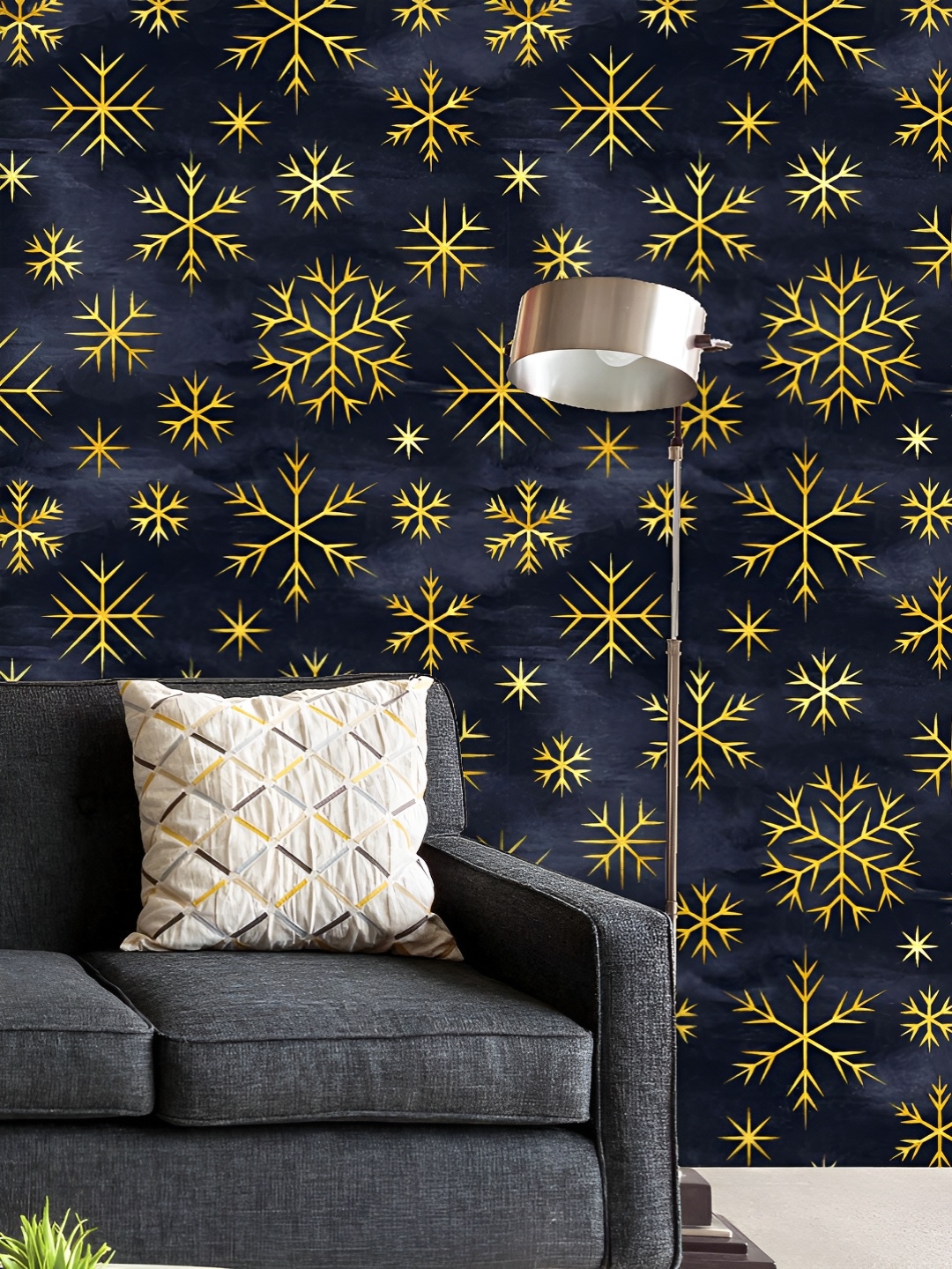 

ArtzFolio Printed UV-Resistant Anti-Bacterial Winter Christmas Snowflakes Peel & Stick Wallpaper, Multi