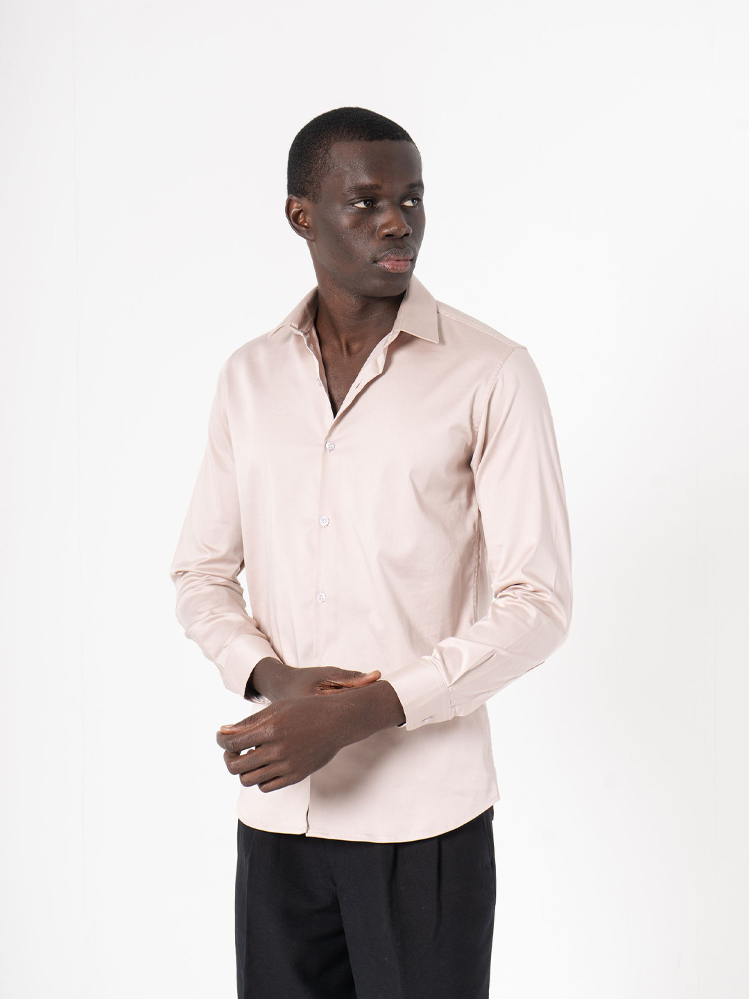 

SANSKRUTIHOMES Men India Slim Spread Collar Solid Satin Slim Fit Casual Shirt, Cream