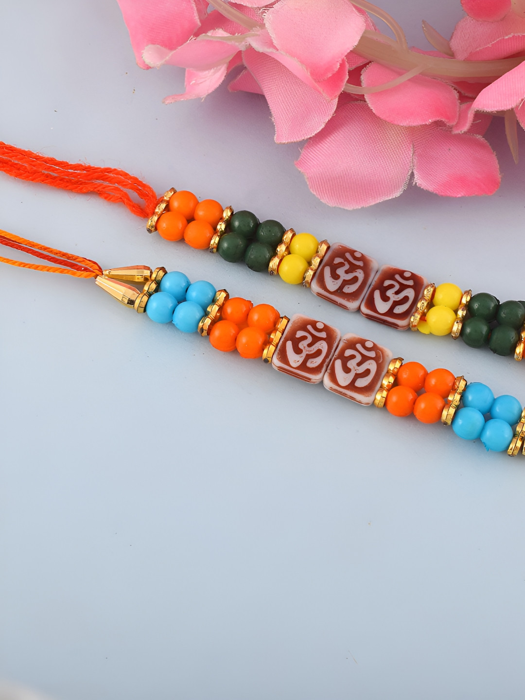 

MEMOIR Set Of 2 Beaded Bracelet, Orange