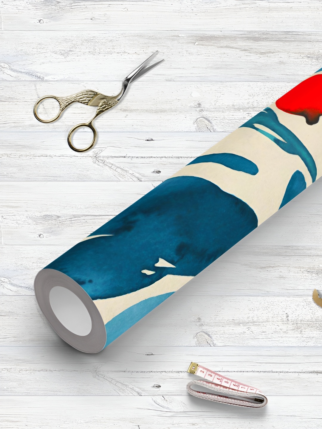 

ArtzFolio Off White & Blue Printed UV Resistant Wallpaper