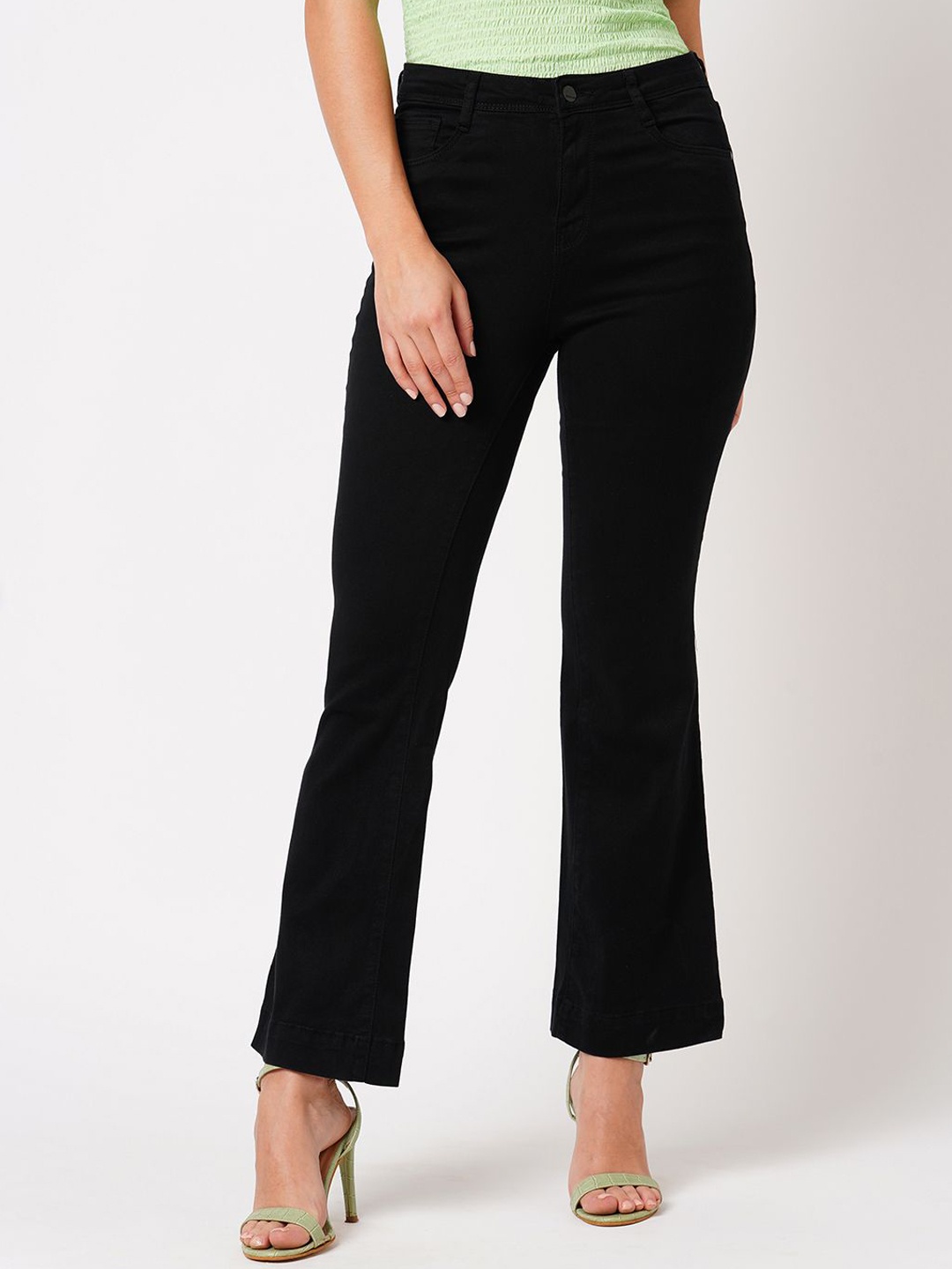 

Kraus Jeans Women Flared High-Rise Jeans, Black