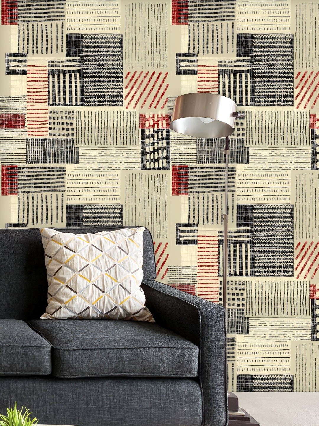 

ArtzFolio Printed UV-Resistant Anti-Bacterial Abstract Geometric Stripes Peel & Stick Wallpaper, Multi