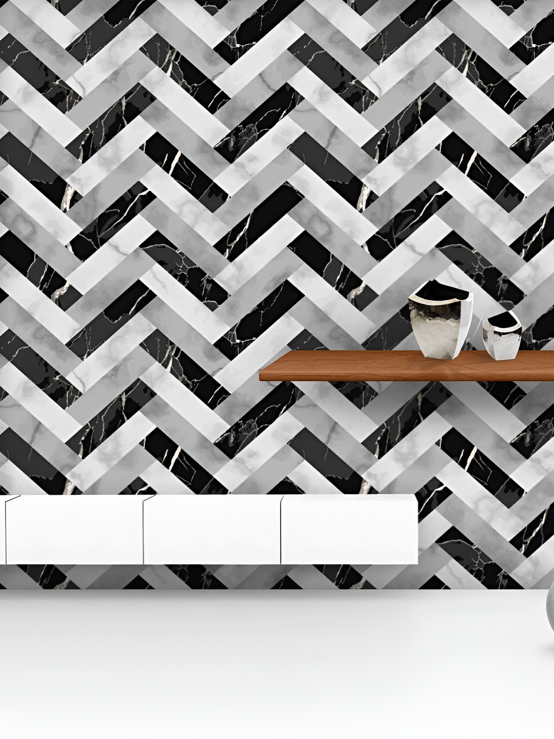 

ArtzFolio Printed UV-Resistant Anti-Bacterial Monochrome Diagonal Rhombus Peel & Stick Wallpaper, Multi