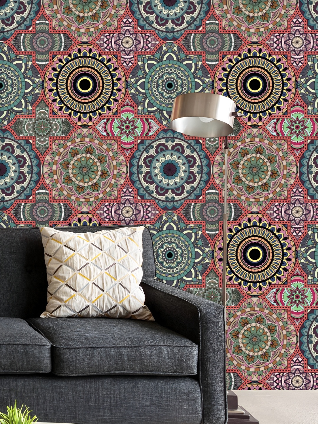 

ArtzFolio Printed UV-Resistant Anti-Bacterial Vintage Arabic Indian Motifs Peel & Stick Wallpaper, Multi