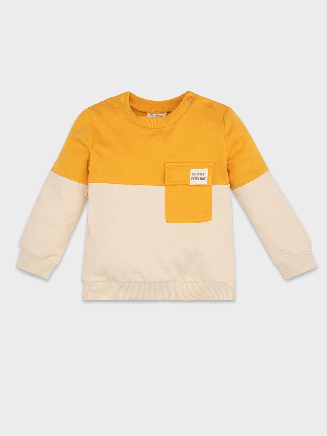 

DeFacto Boys Cotton Colourblocked Pullover, Yellow