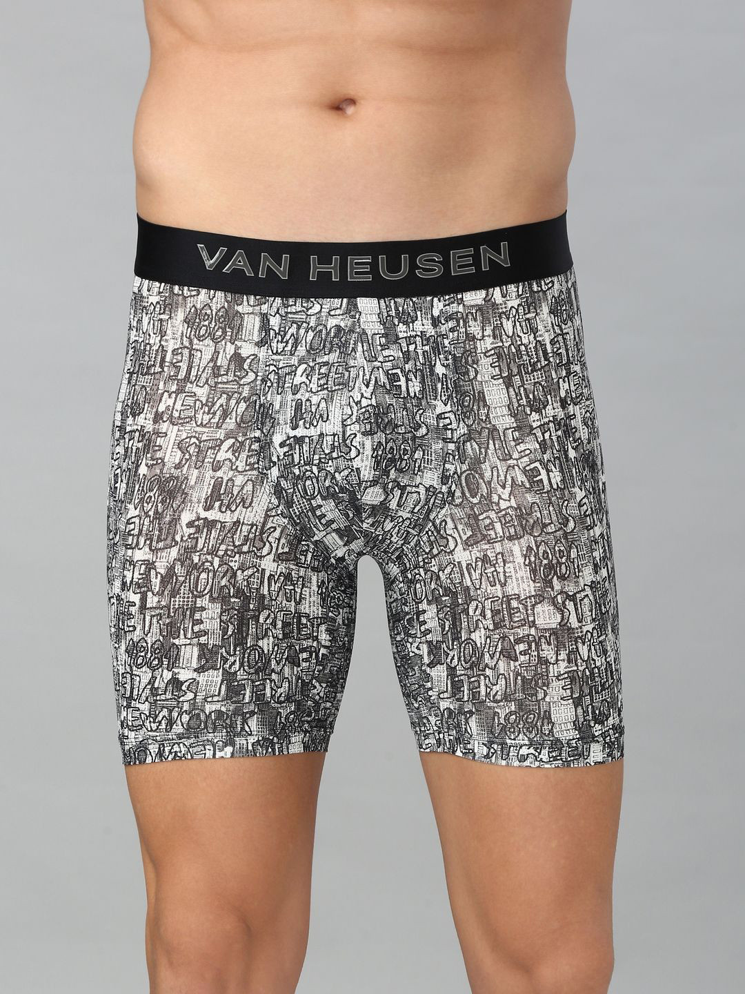 

Van Heusen Men Allover Print Swift Dry Flexi Stretch AIR Series Active Boxer Brief, Black
