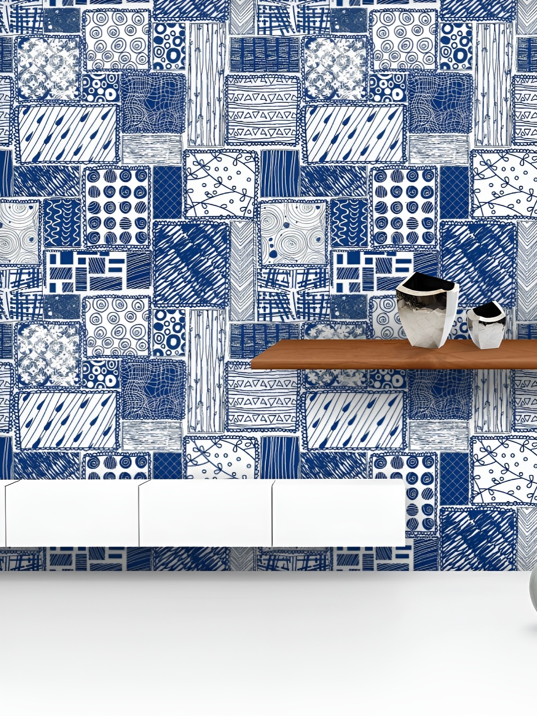 

ArtzFolio Blue & White Printed UV Resistant Wallpaper