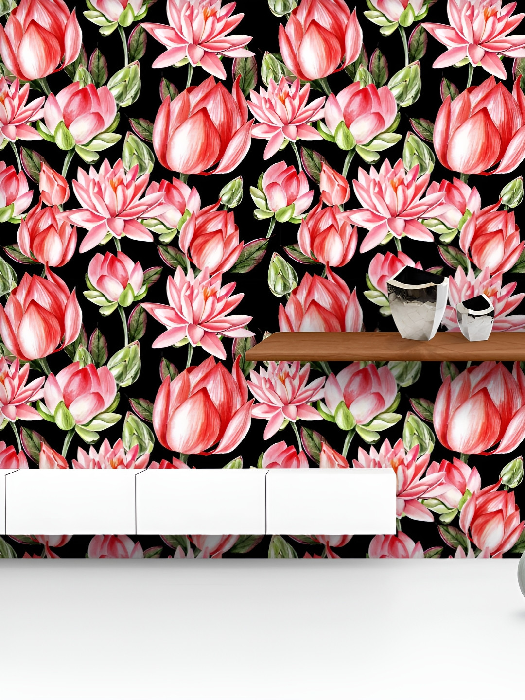

ArtzFolio Printed UV-Resistant Anti-Bacterial Watercolor Lotus Peel & Stick Wallpaper, Multi