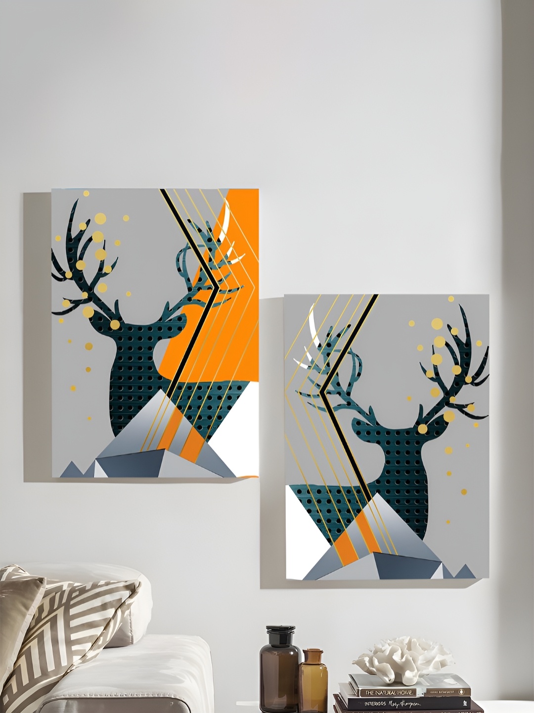 

Art Street Black & Grey 2 Pieces Canvas Reindeer Painting Wall Arts