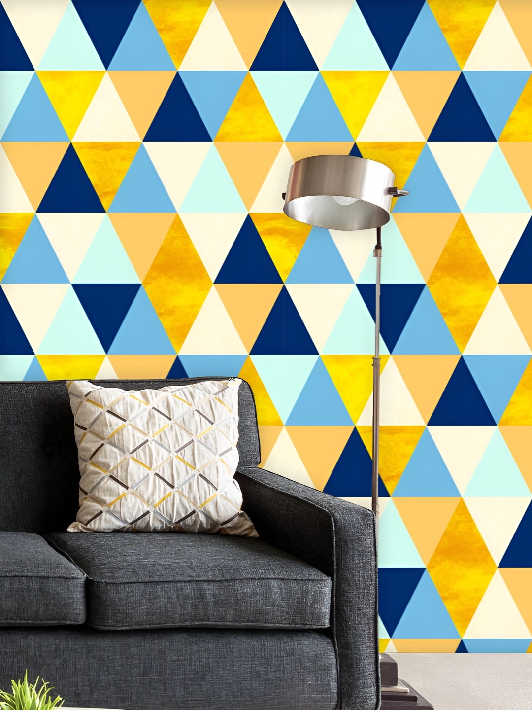 

ArtzFolio Printed UV-Resistant Anti-Bacterial Geometric Triangles Peel & Stick Wallpaper, Multi