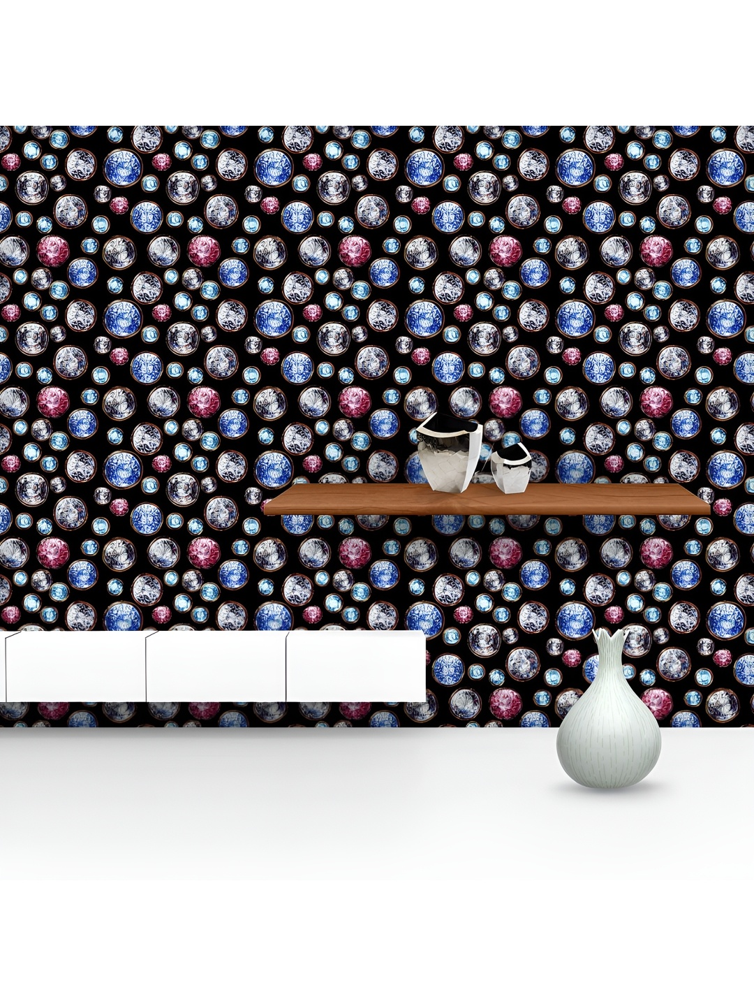 

ArtzFolio Black & Blue Printed UV Resistant Wallpaper