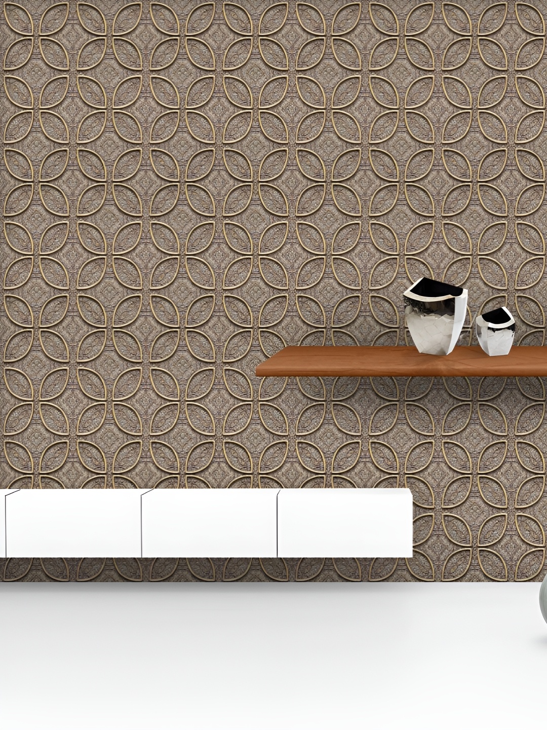 

ArtzFolio Printed UV-Resistant Anti-Bacterial Modern Metallic Relief Peel & Stick Wallpaper, Multi