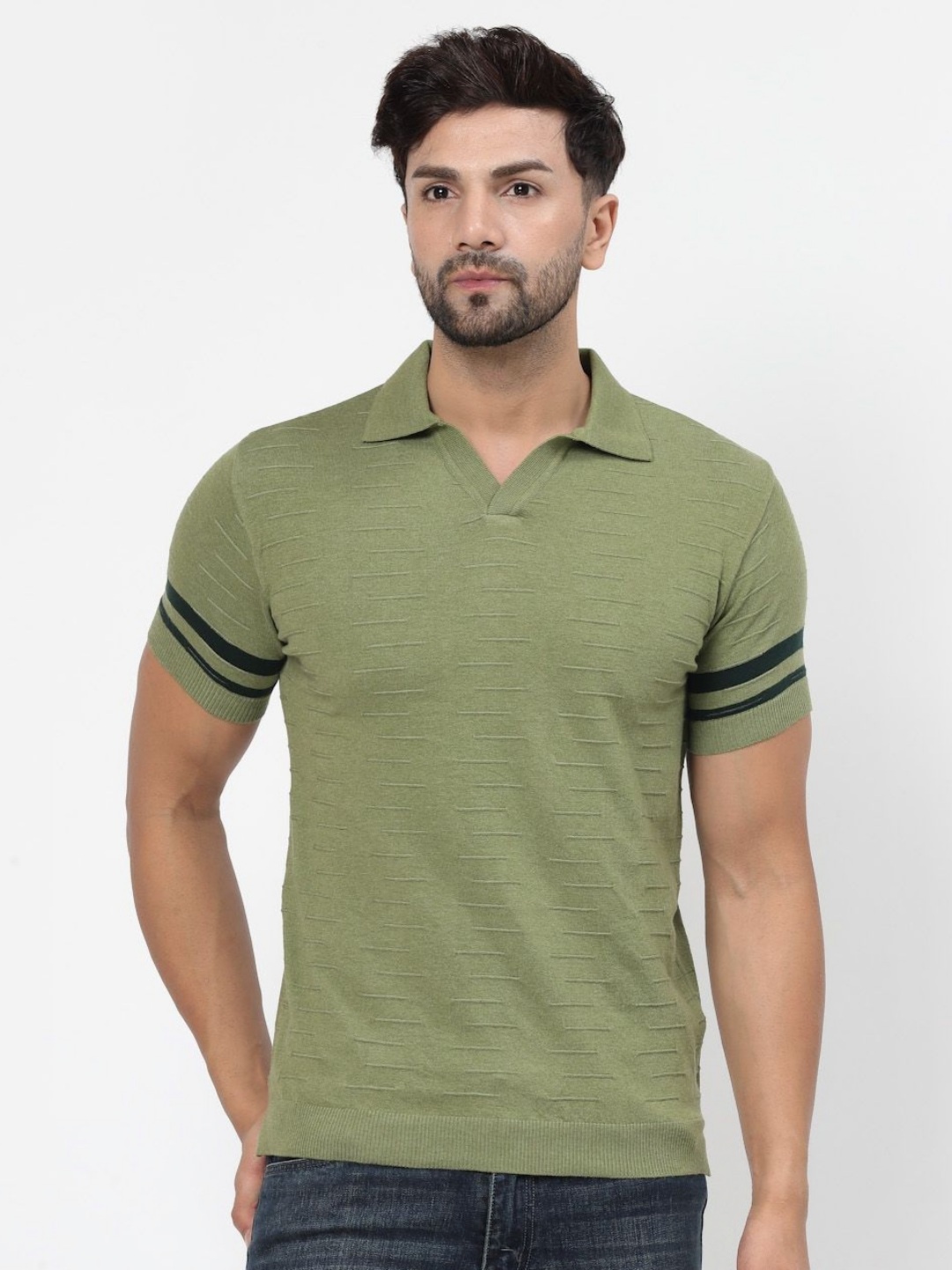 

Kalt Men Polo Collar T-shirt, Olive