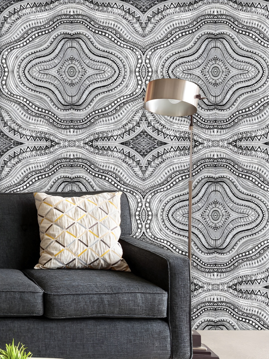 

ArtzFolio Printed UV-Resistant Anti-Bacterial Ethnic Geometric Abstraction Peel & Stick Wallpaper, Multi