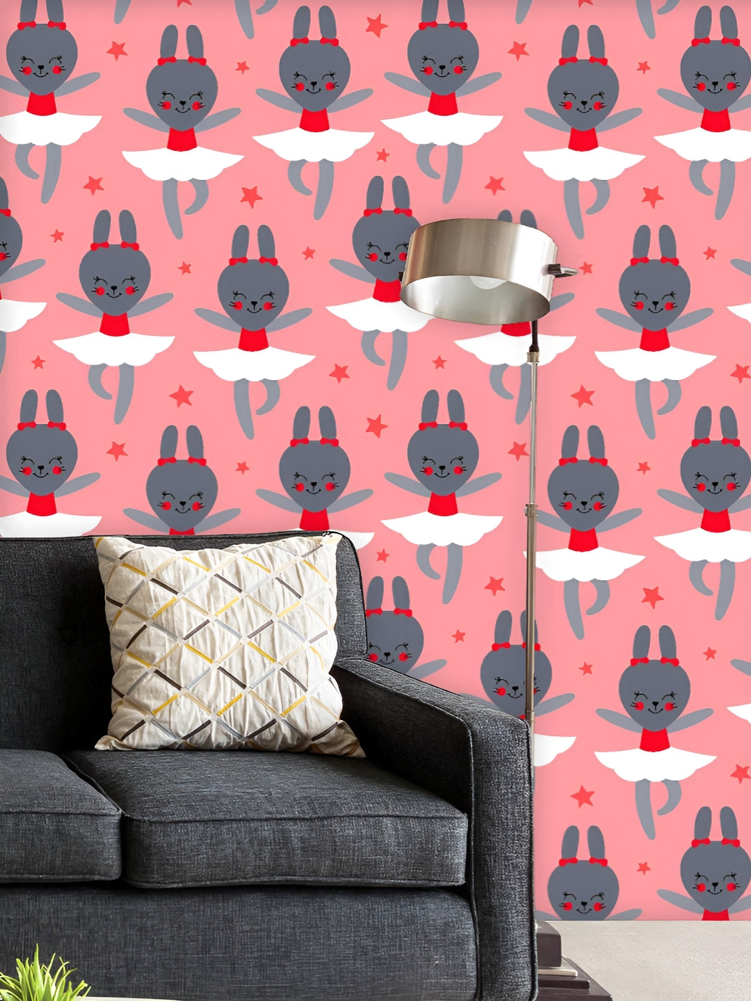 

ArtzFolio Printed UV-Resistant Anti-Bacterial Cartoon Little Bunny Peel & Stick Wallpaper, Multi