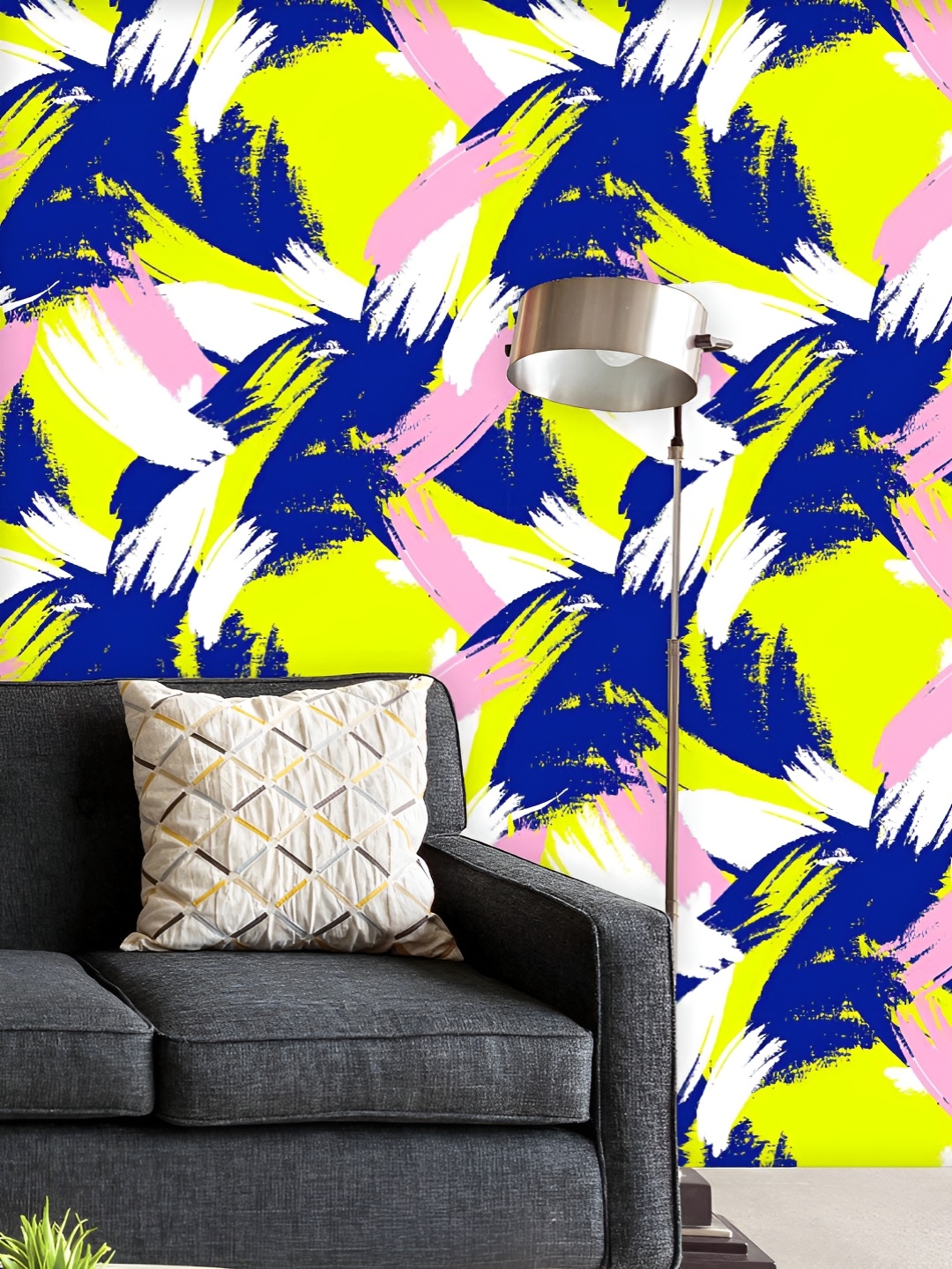 

ArtzFolio Yellow & Blue Printed UV Resistant Wallpaper