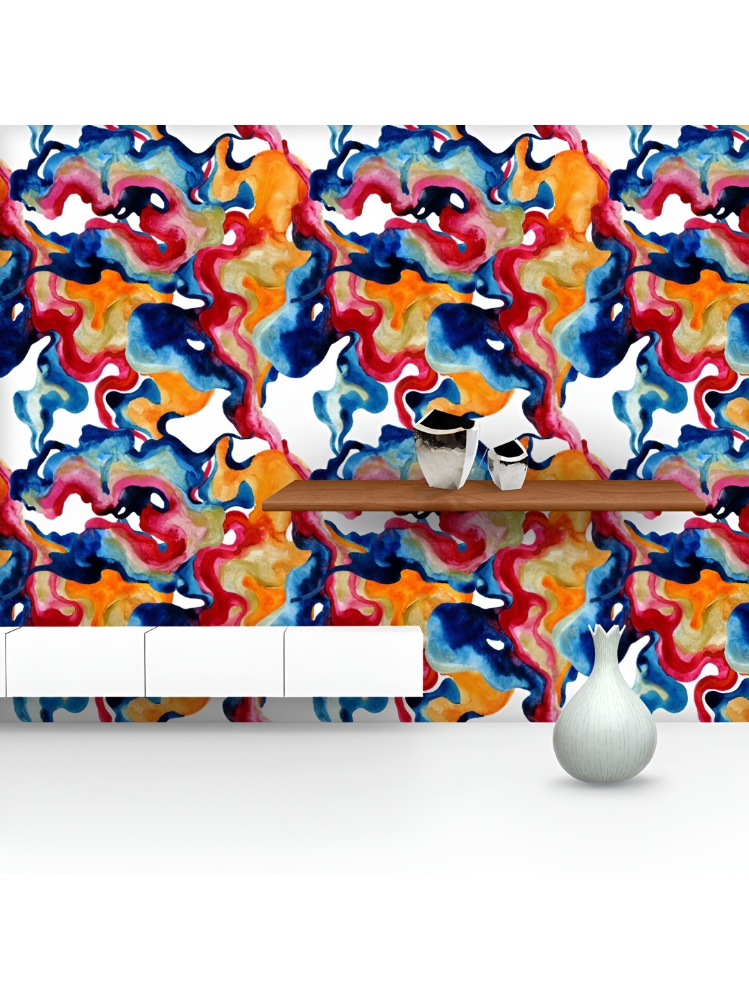

ArtzFolio Blue & Yellow Abstract Printed UV Resistant Wallpaper
