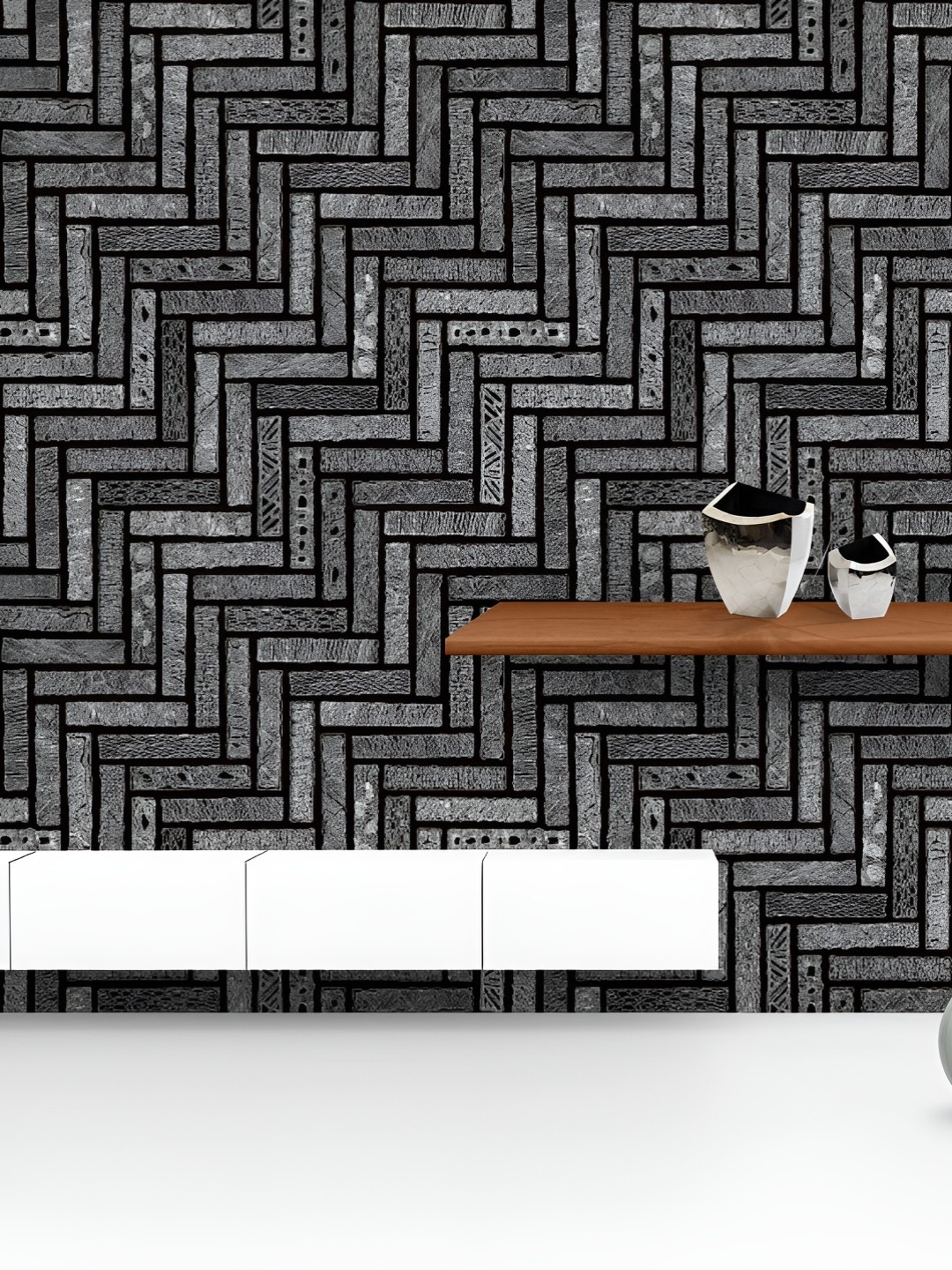 

ArtzFolio Printed UV-Resistant Anti-Bacterial Abstract Doodle Herringbone Peel & Stick Wallpaper, Multi