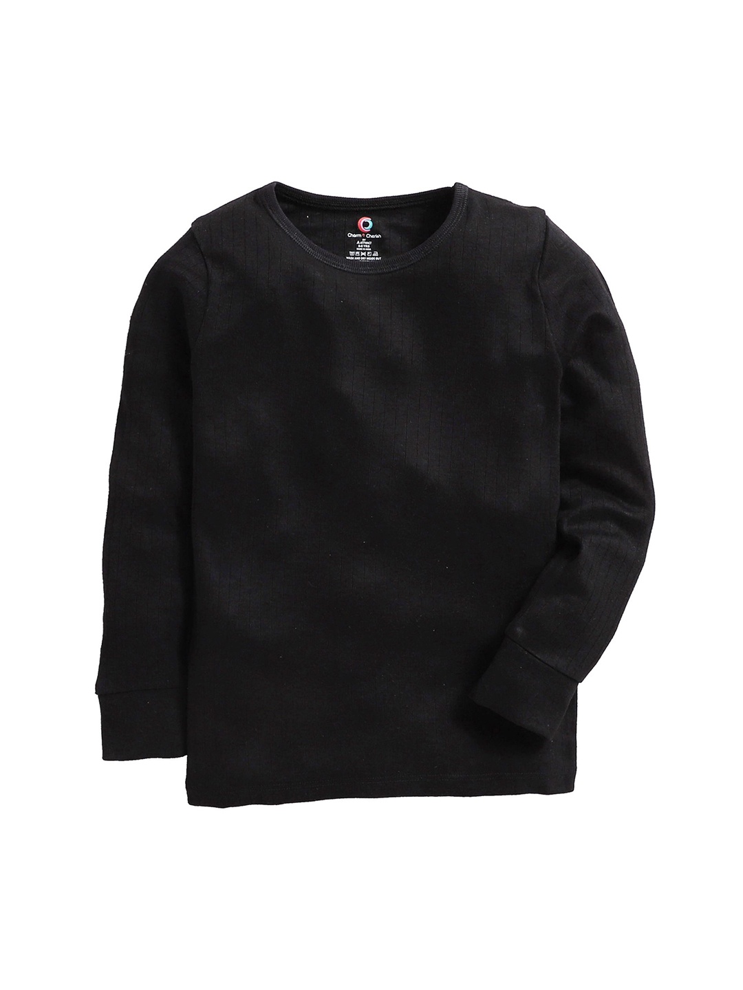 

Charm n Cherish Kids Solid Full Sleeves Thermal Tops, Black