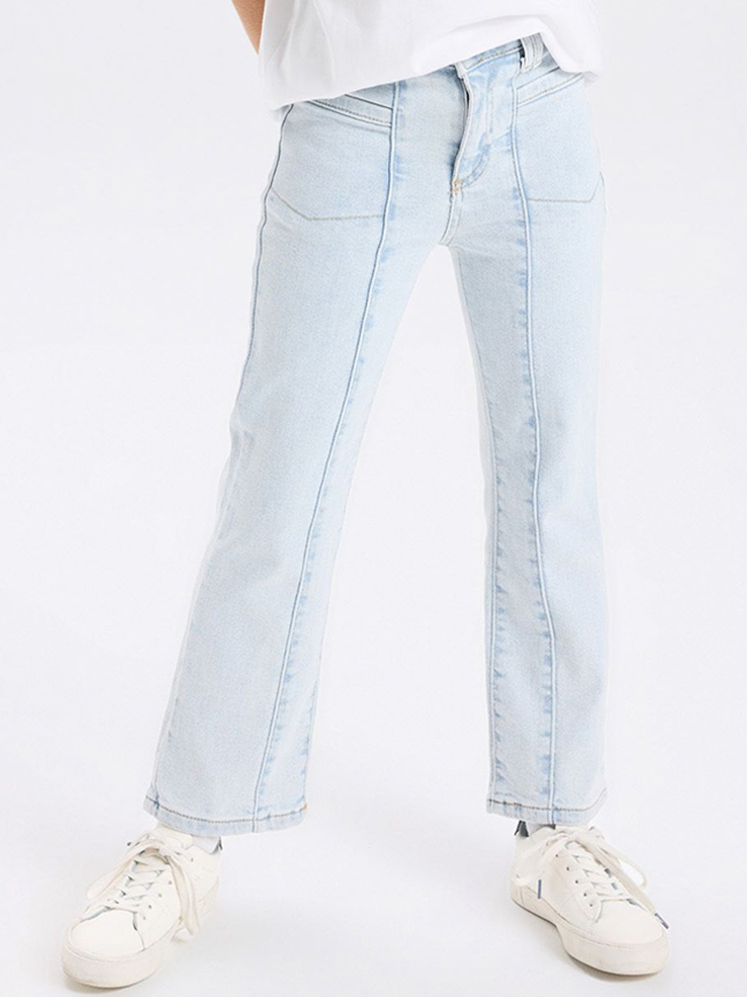 

DeFacto Girls Cotton Mid-Rise Regular Fit Chinos Trousers, Blue
