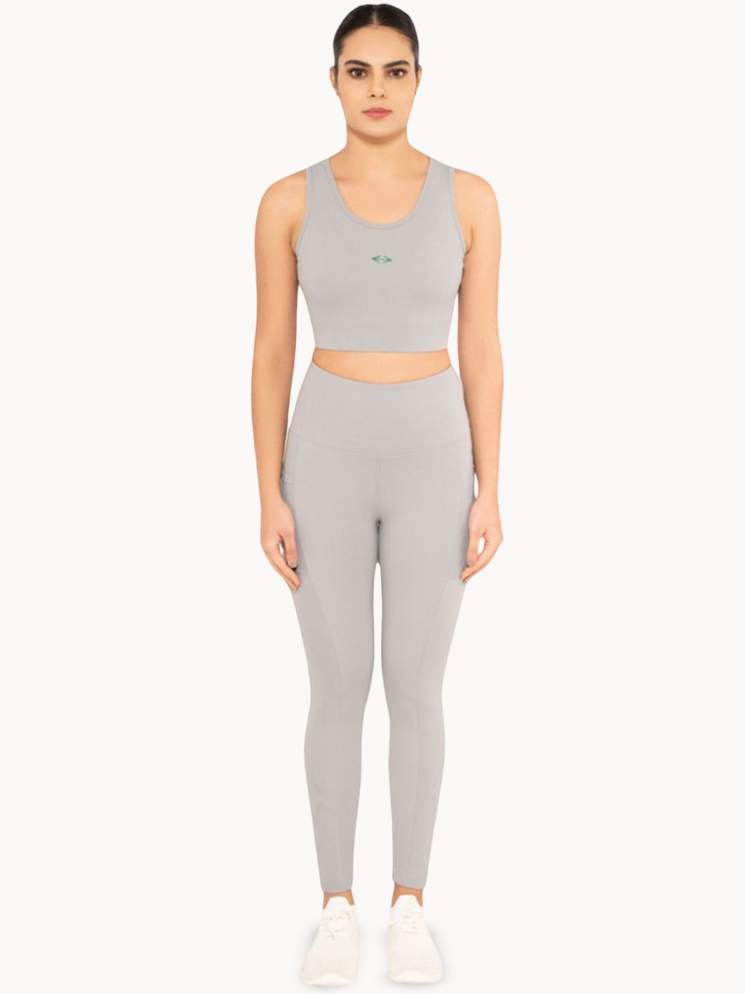 

STRCH Women High Waist Ankle Length Gym Tights, Grey
