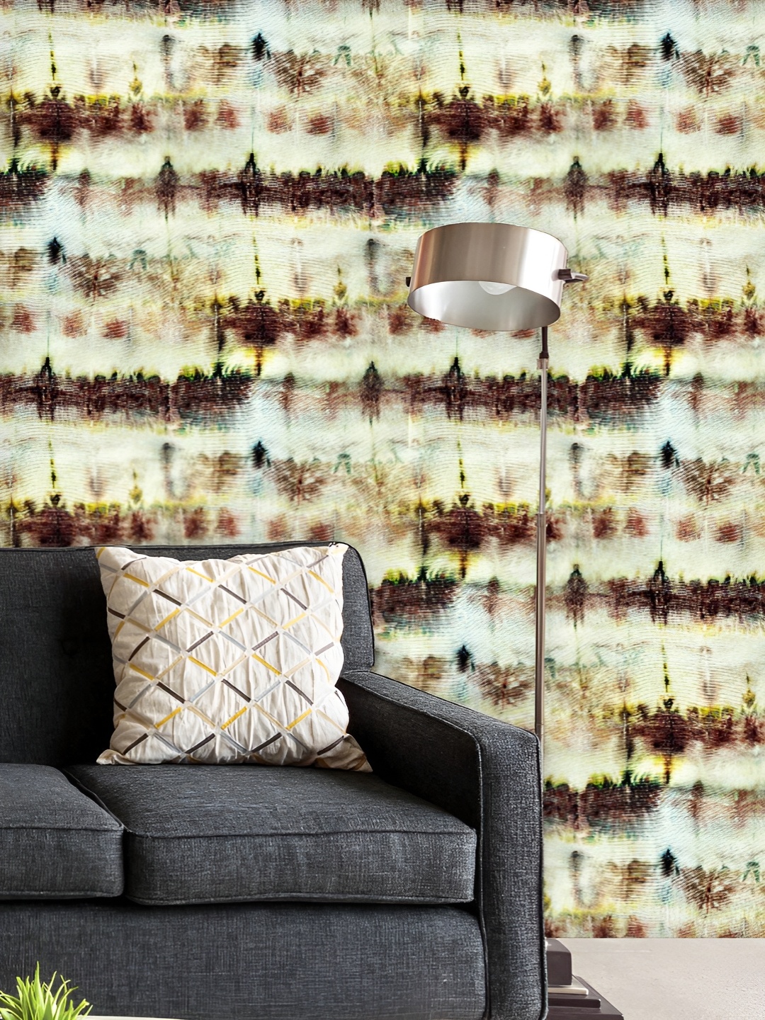 

ArtzFolio Printed UV-Resistant Anti-Bacterial Shibori Ikat Batik Art Peel & Stick Wallpaper, Multi