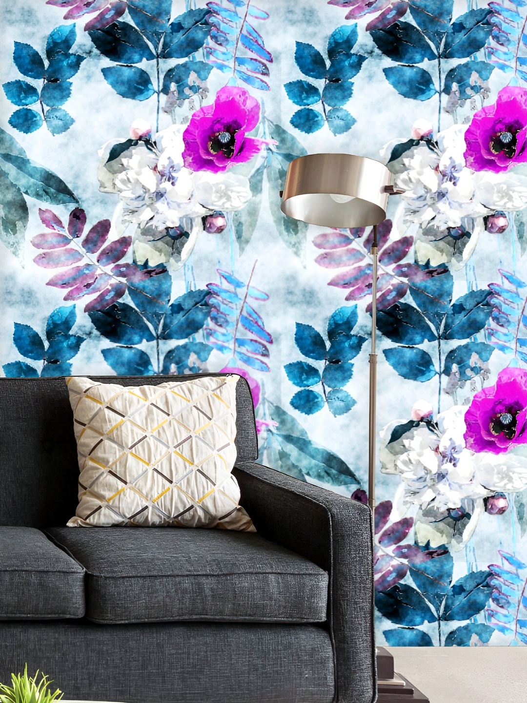 

ArtzFolio Printed UV-Resistant Anti-Bacterial Vintage Watercolor Colorful Flowers Peel & Stick Wallpaper, Multi