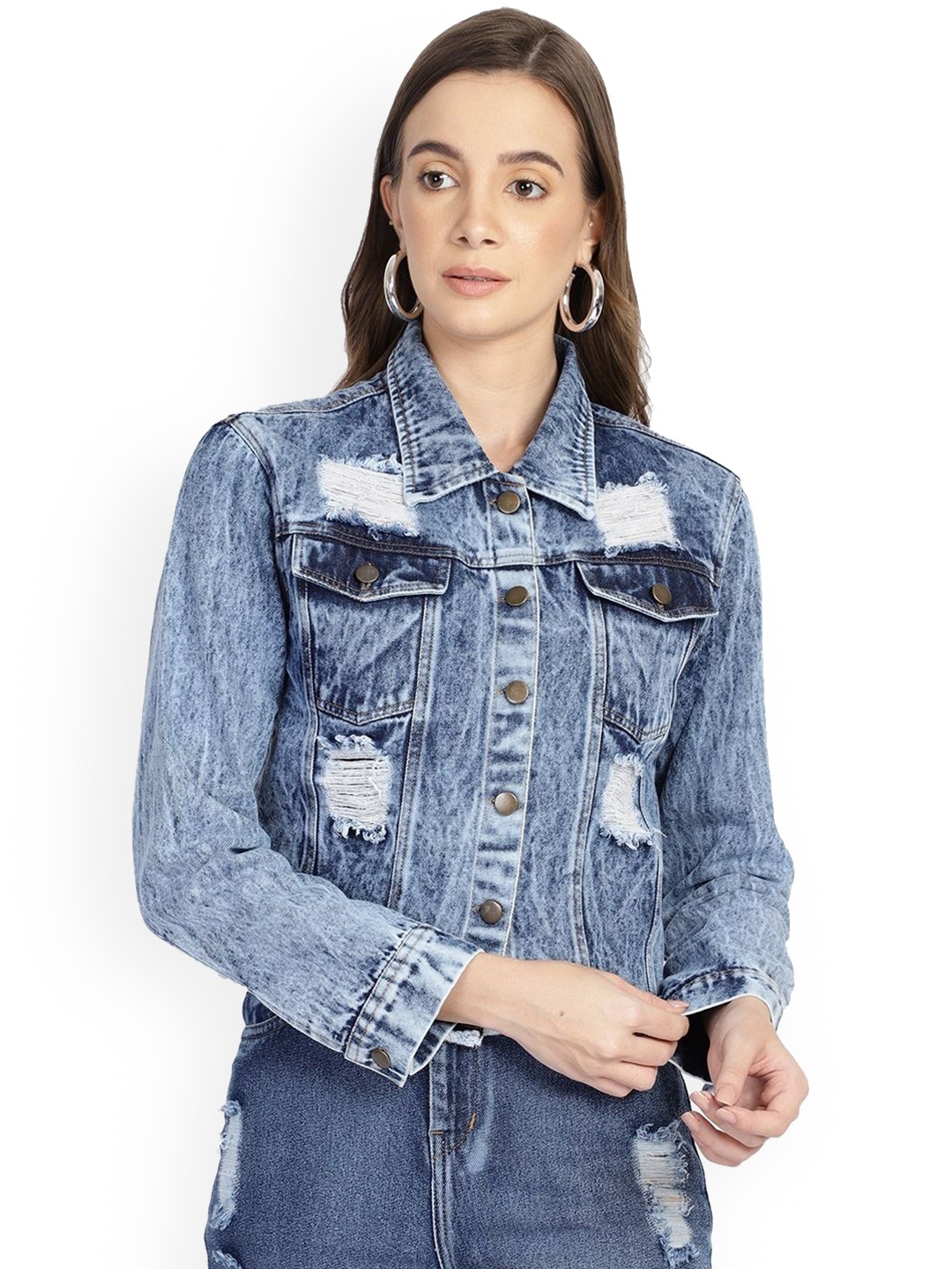

PUELLA Women Washed Lightweight Outdoor Denim Jacket, Blue