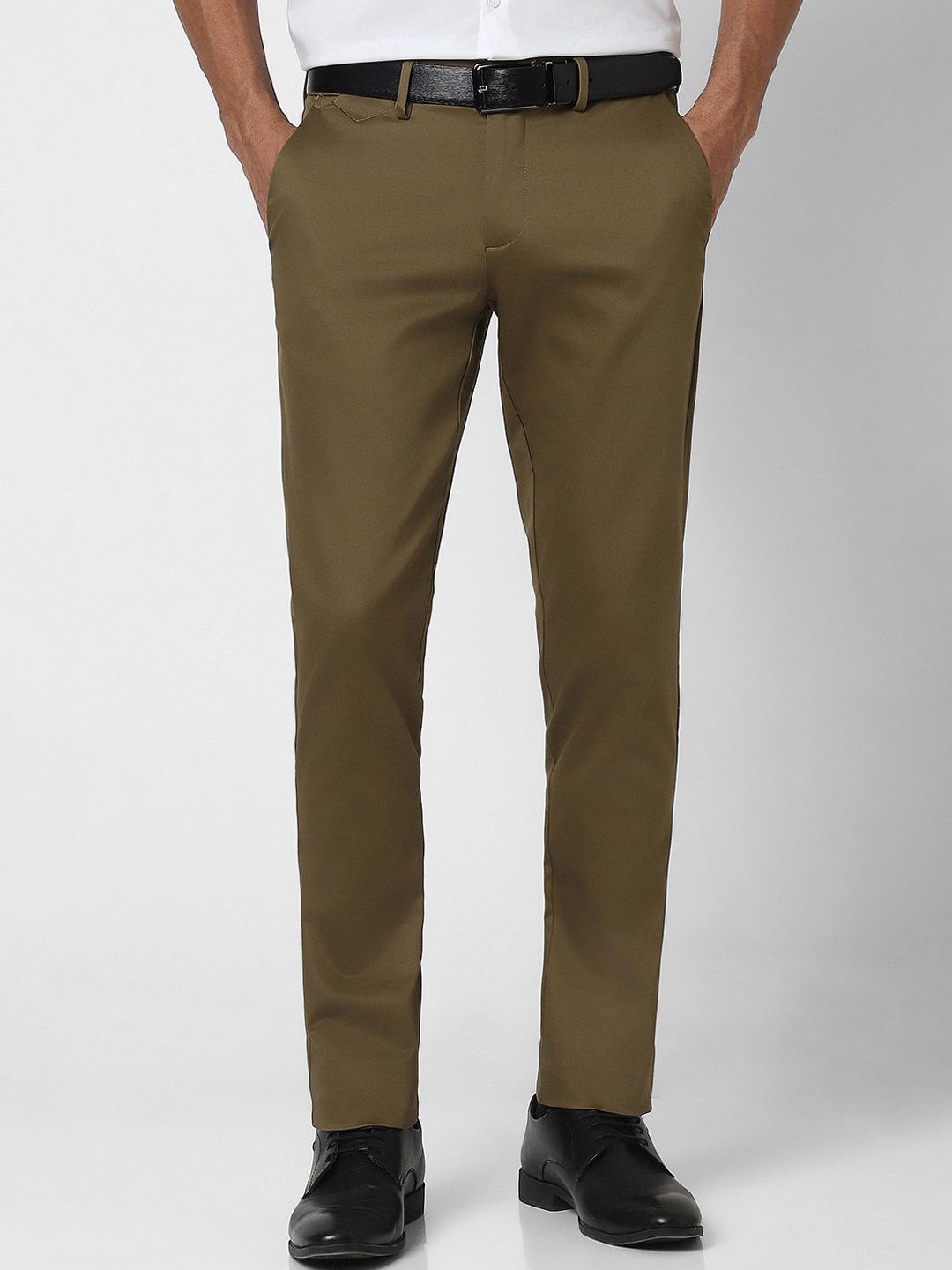 

Van Heusen Men Mid-Rise Slim Fit Formal Trousers, Olive