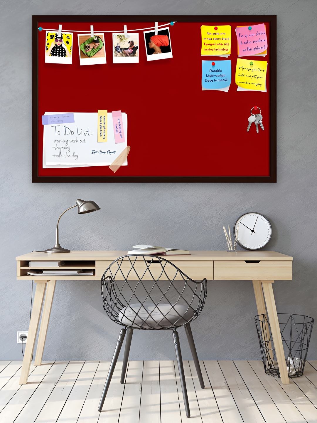 

ArtzFolio Wooden Notice Pin Board, Red