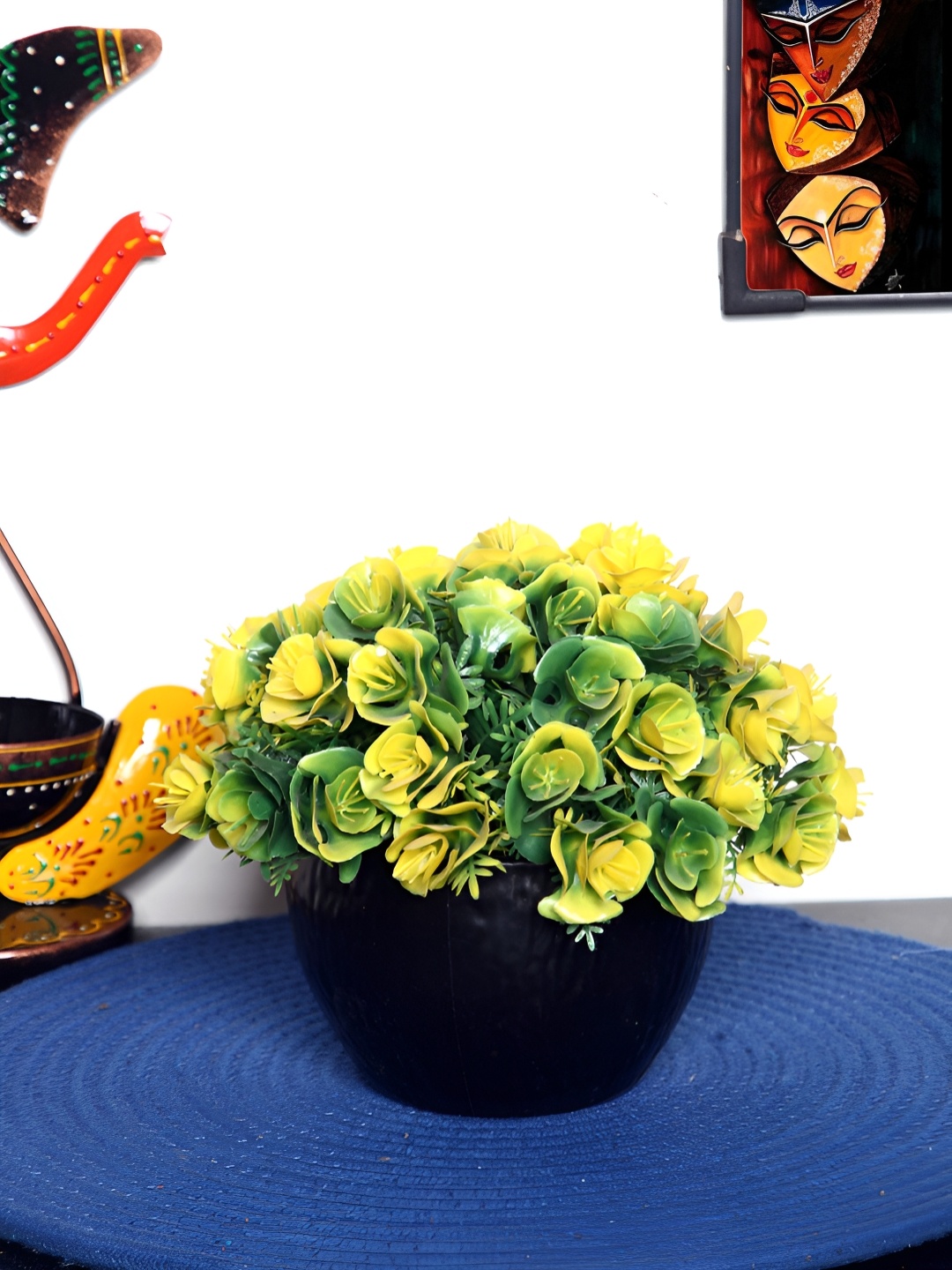 

FOLIYAJ Yellow Rose Artificial Plant With Pot