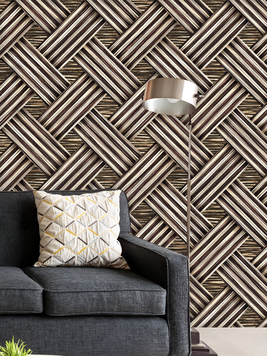 

ArtzFolio Printed UV-Resistant Anti-Bacterial D Diagonal Stripes Peel & Stick Wallpaper, Multi