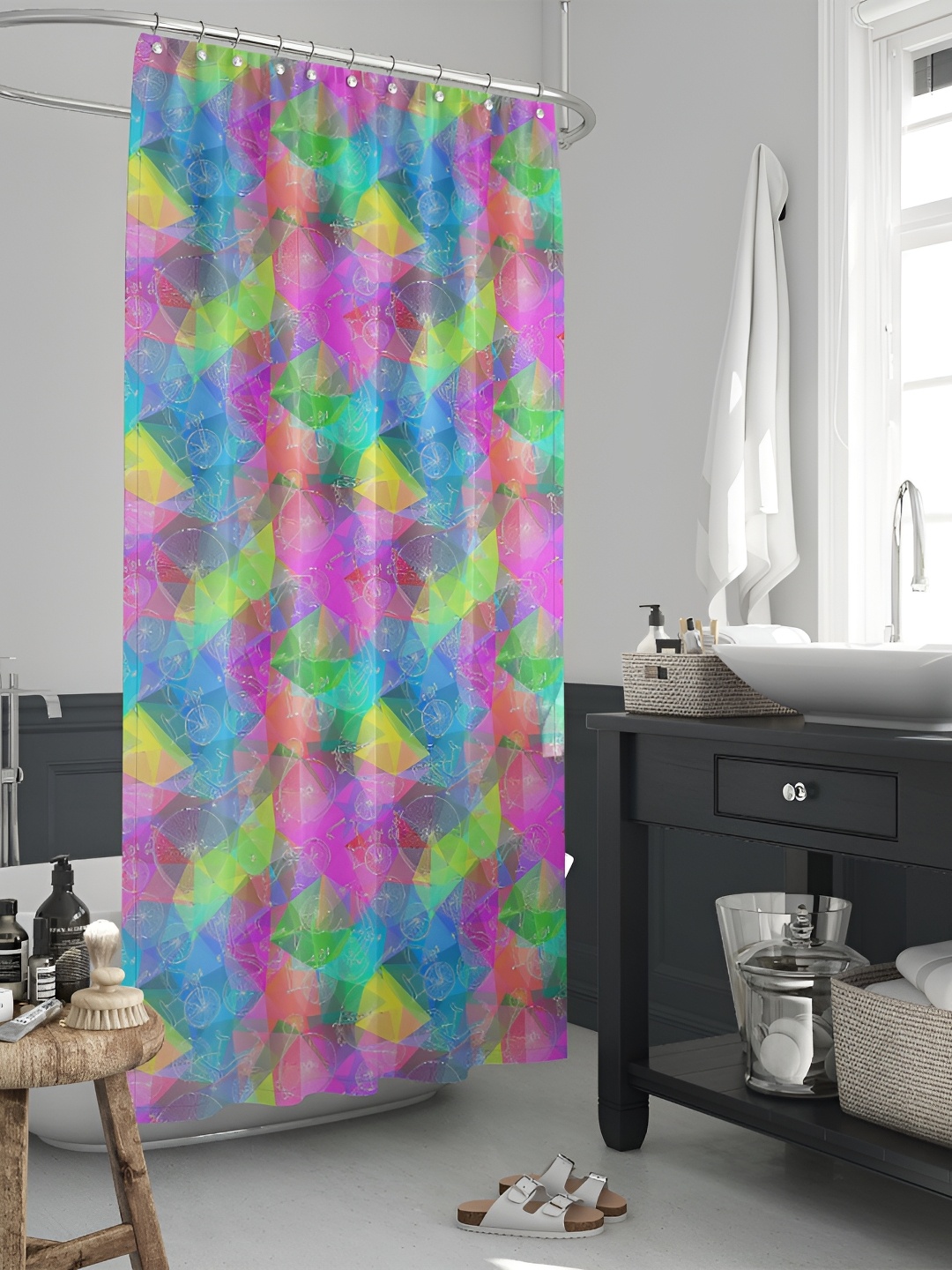 

ArtzFolio Blue & Green Printed Waterproof Shower Curtain