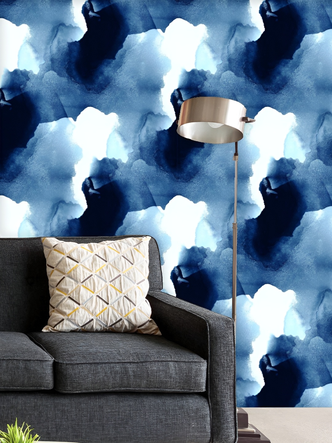 

ArtzFolio Printed UV-Resistant Anti-Bacterial Blue Abstract Sea Waves Peel & Stick Wallpaper, Multi