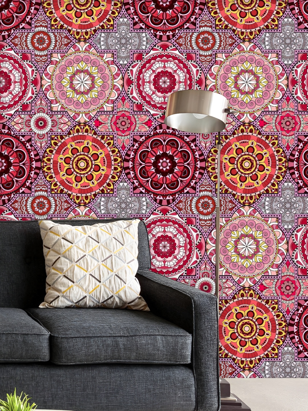 

ArtzFolio Printed UV-Resistant Anti-Bacterial Vintage Arabic Indian Motifs Peel & Stick Wallpaper, Multi