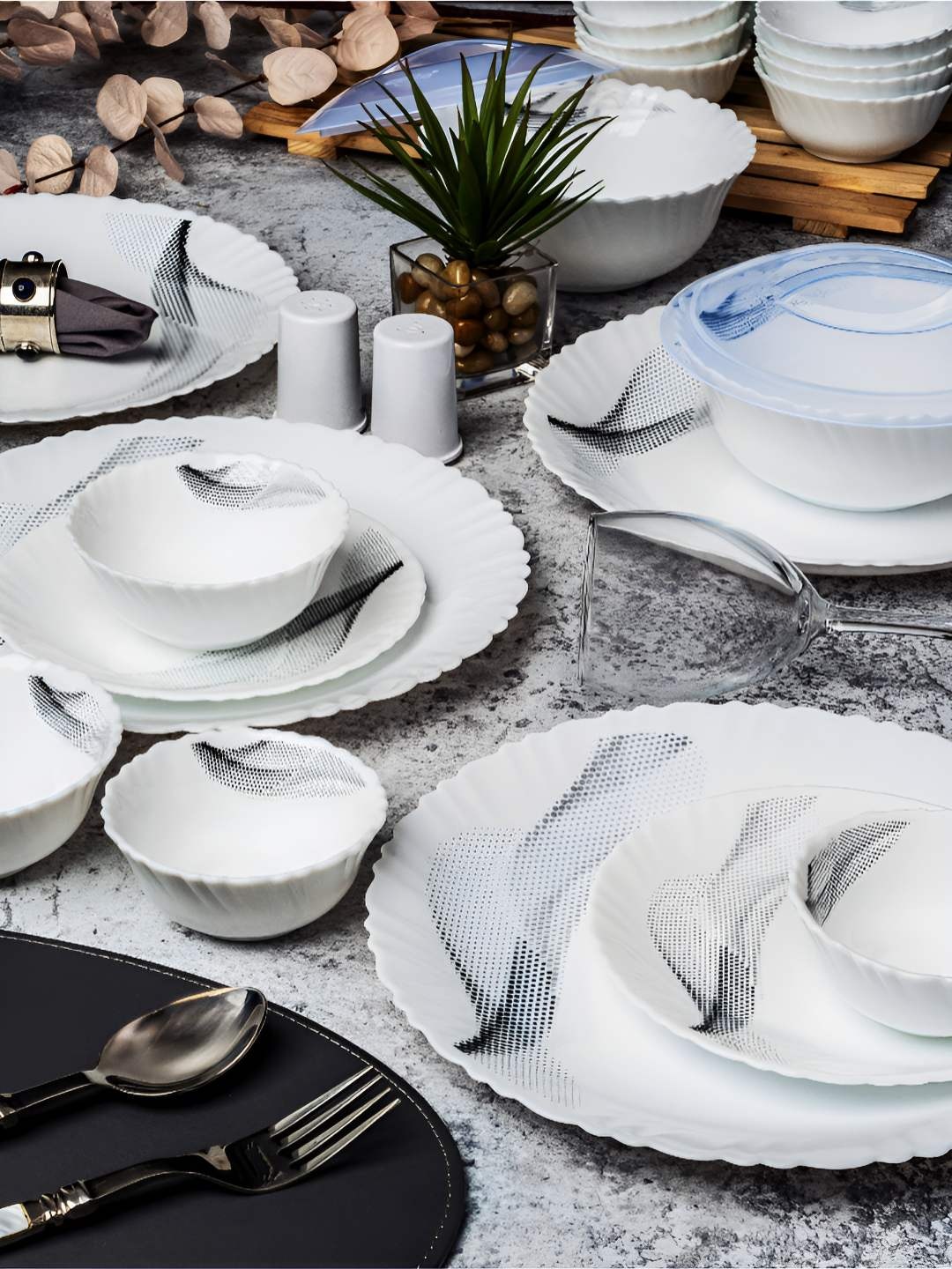

Cello White 31 Pieces Opalware Dishwasher and Microwave Safe Dinner Set