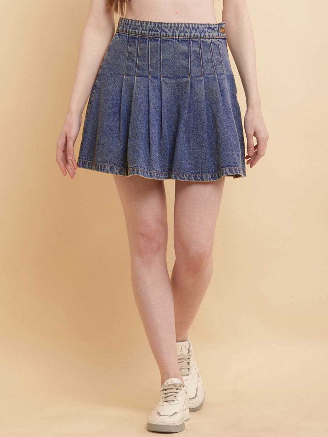 

PUELLA Women Flared Mini Skirts, Blue