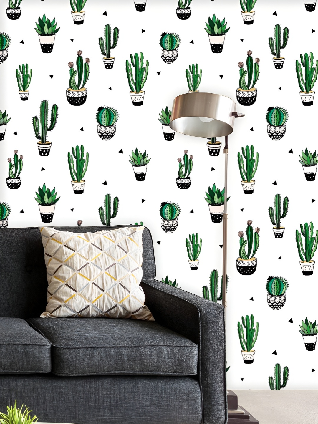 

ArtzFolio Printed UV-Resistant Anti-Bacterial Hand-Drawn Cactus Peel & Stick Wallpaper, Multi