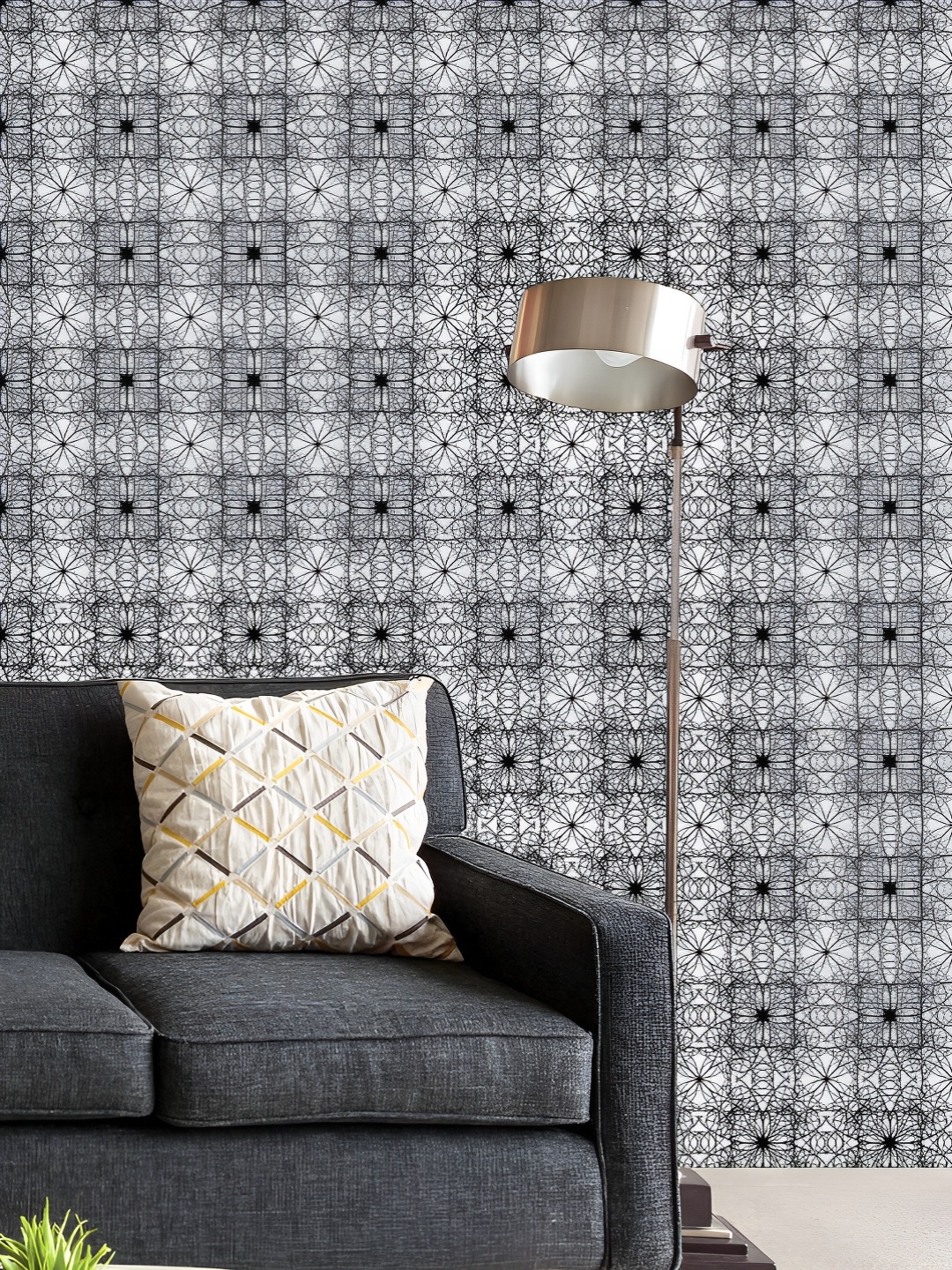 

ArtzFolio Printed UV-Resistant Anti-Bacterial Abstract Lace Grid Peel & Stick Wallpaper, Multi