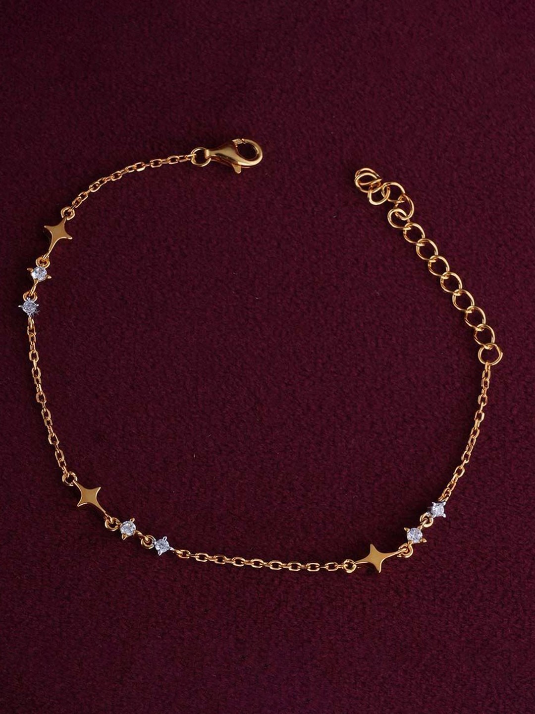 

PALMONAS Gold-Plated Sterling Silver CZ Studded Waterproof & Anti-Tarnish Link Bracelet
