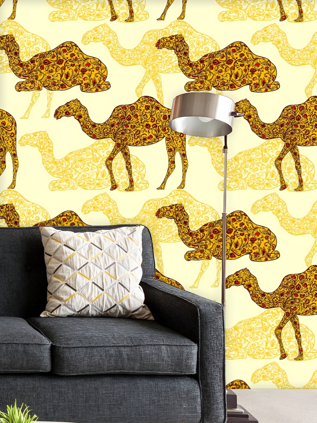 

ArtzFolio Printed UV-Resistant Anti-Bacterial Ornament Camel Peel & Stick Wallpaper, Multi