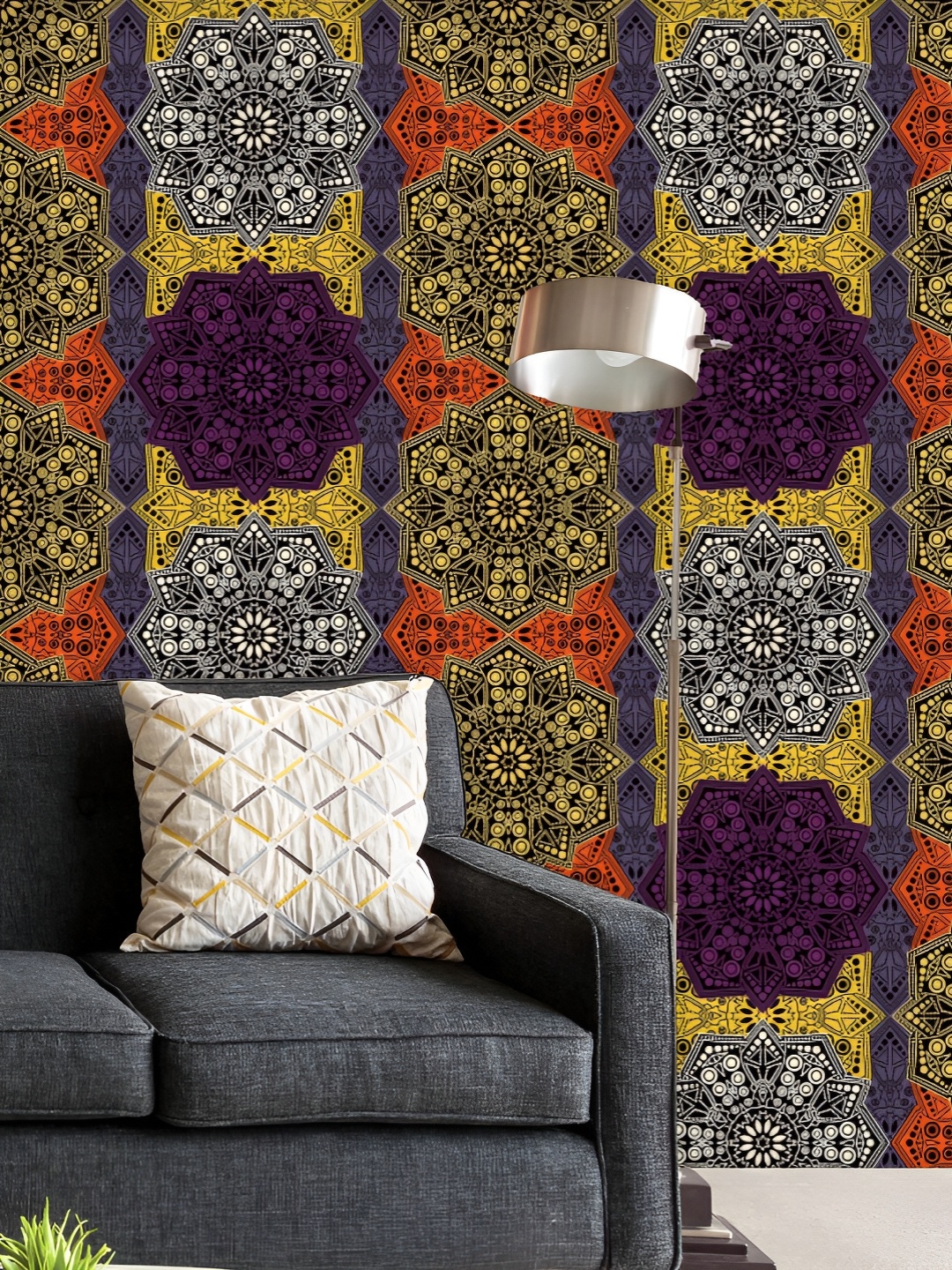 

ArtzFolio Printed UV-Resistant Anti-Bacterial Ethnic Vintage Pattern Peel & Stick Wallpaper, Multi